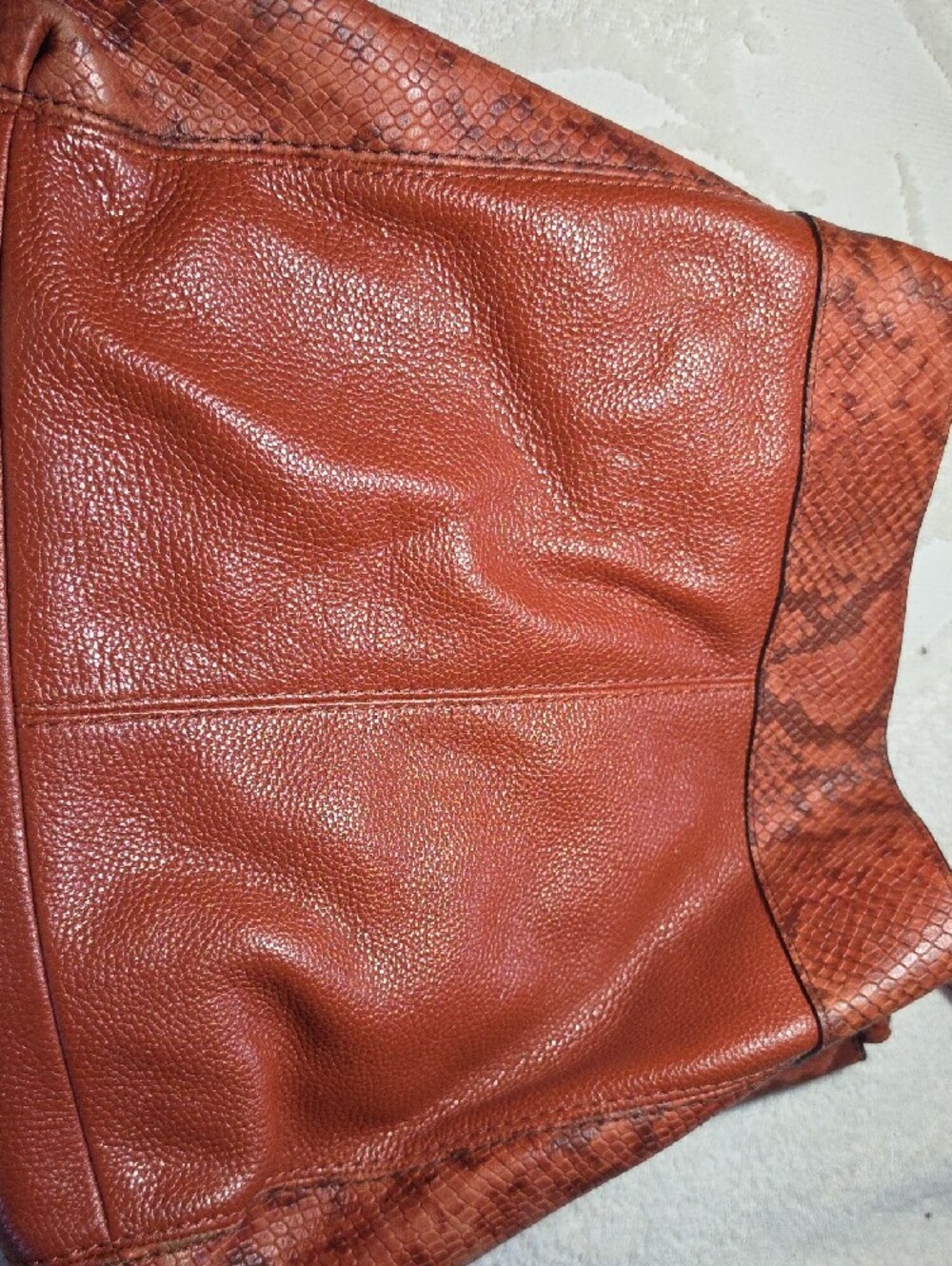 Coach Rust Leather Shoulder Bag with Snakeskin-Print Trim - Picture 10 of 16